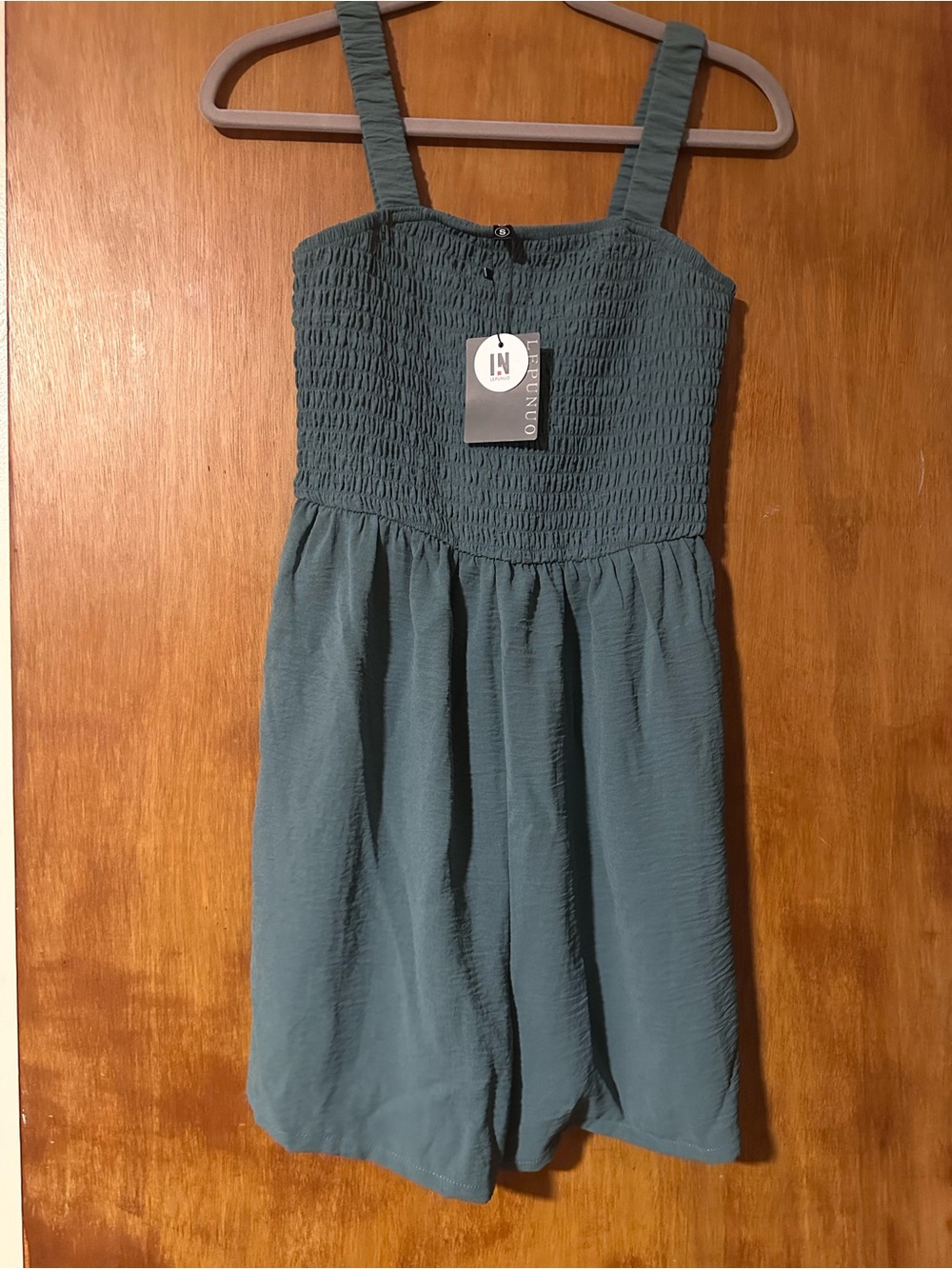 Womens Teal Smocked Sundress